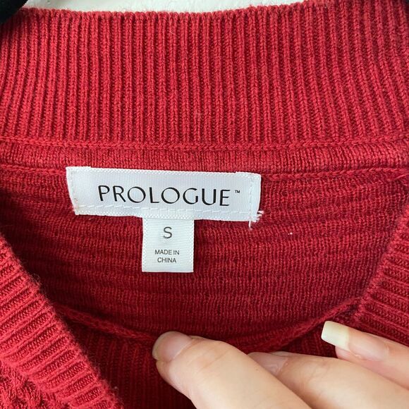 Target Prologue Red Waffle Knit Mock Neck Long Sleeve Sweater S Cotton Wool - Picture 7 of 10